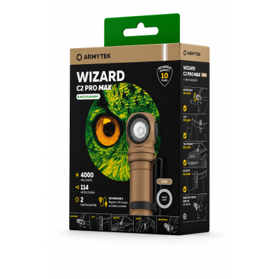 Armytek Wizard C2 Pro Max Sand ( White Light)– Profesyonel El Feneri ve Kafa Lambası