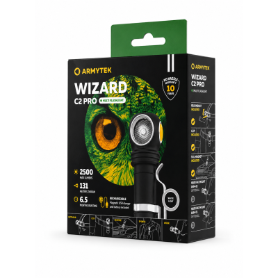 Armytek Wizard C2 Pro White Light – Şarjlı Çok Amaçlı LED El Feneri Siyah