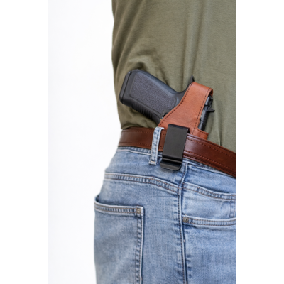 Metal Maşalı Deri İç Kılıf | Gizli Taşıma Deri Kılıf - KOYU KAHVE