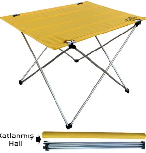 Katlanır Sarı Kamp Masası | Portatif Alüminyum Outdoor Masa