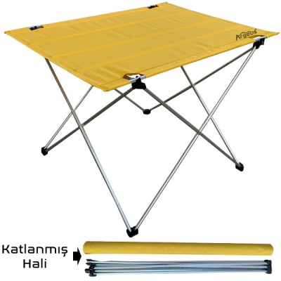 Katlanır Sarı Kamp Masası | Portatif Alüminyum Outdoor Masa