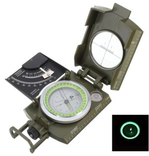 Askeri Tip Profesyonel Pusula – Dayanıklı Metal Gövde ve Gece Görüşlü Ölçüm
