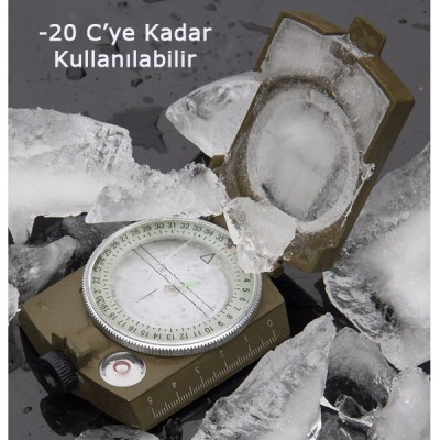 Profesyonel Askeri Tip Fosforlu Harita Pusulası – Katlanabilir Metal Gövde