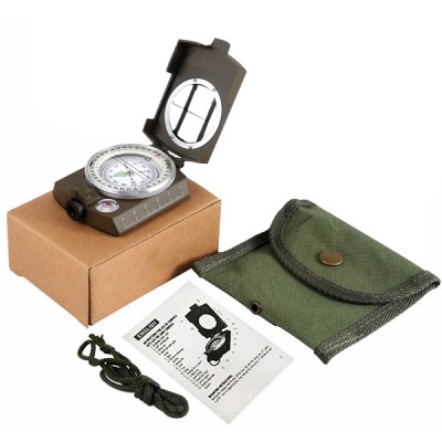 Profesyonel Askeri Tip Fosforlu Harita Pusulası – Katlanabilir Metal Gövde