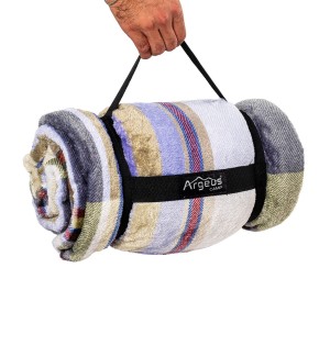 Haki-Ekose Çift Taraflı Polar Piknik ve Kamp Örtüsü 215×150 cm