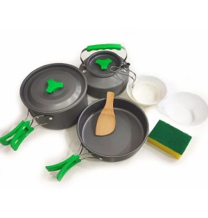 Kamp Pişirme Seti 8 Parça Alüminyum Tencere Tava ve Çaydanlık Outdoor Seti