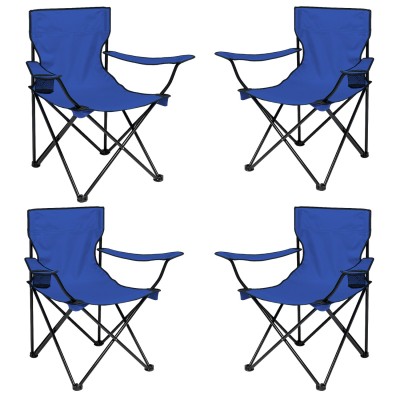 4’lü Lacivert Katlanabilir Kamp Sandalyesi Seti – Taşınabilir ve Dayanıklı