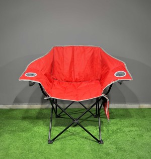Kırmızı Bardaklıklı Geniş Kamp Sandalyesi | Katlanabilir Outdoor Koltuk