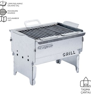 Katlanabilir Ayaklı Portatif Mangal - Paslanmaz - Argeus - Küçük - Taşıma Çantalı