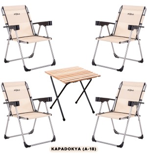 4’lü Kapadokya Kamp Sandalyesi ve Katlanır Masa Seti | Outdoor Kamp Takımı