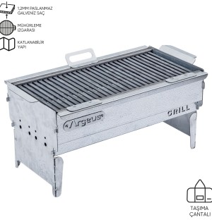 Katlanabilir Ayaklı Portatif Mangal - Paslanmaz - Argeus - Büyük - Taşıma Çantalı