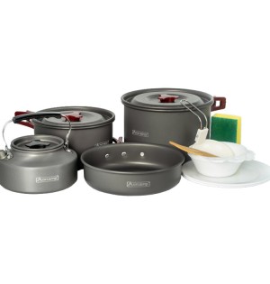 9 Parça Kamp Tencere Tava Çaydanlık Seti | Outdoor Pişirme Seti