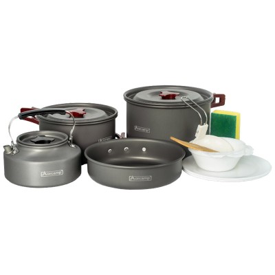 9 Parça Kamp Tencere Tava Çaydanlık Seti | Outdoor Pişirme Seti