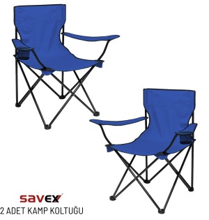 Mavi Katlanabilir Kamp Koltuğu Seti | Dayanıklı Metal İskeletli Outdoor Sandalye