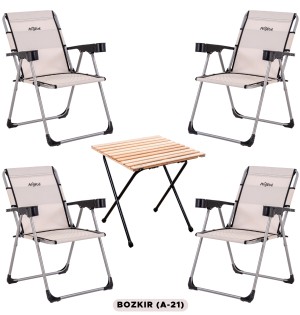 4’lü Bozkır Kamp Sandalyesi ve Katlanır Masa Seti | Outdoor Kamp Takımı