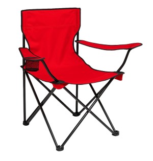 Kırmızı Katlanabilir Kamp Sandalyesi | Dayanıklı Çelik Gövde ve Bardaklıklı Model