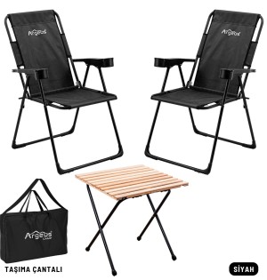 2’li Kamp Sandalyesi ve Katlanır Masa Seti – 130 kg Taşıma Kapasiteli