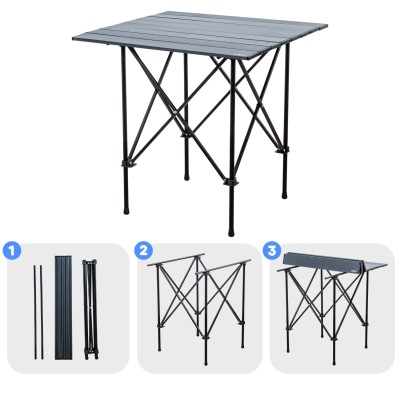 Antrasit Katlanır Kare Alüminyum Kamp Masası | Portatif Outdoor Masa