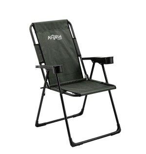 Katlanabilir Siyah Kamp Sandalyesi Kolçaklı Bardaklıklı Dayanıklı