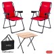 Kırmızı Kamp Sandalyesi + Katlanabilir Masa + Argeus Çantalı Outdoor Set