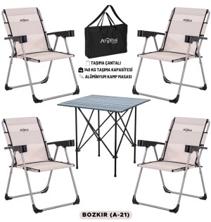 Bozkır Renk 4’lü Kamp Sandalyesi ve Katlanabilir Masa Seti | Argeus