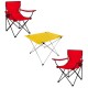 Kırmızı Kamp Sandalyesi ve Sarı Katlanabilir Masa Seti | Outdoor Kamp Seti