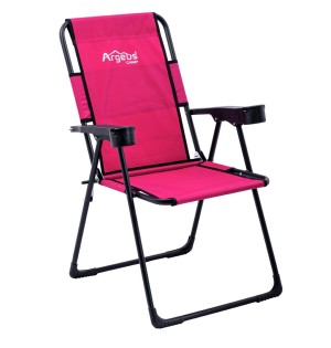 Katlanabilir Pembe Kamp Sandalyesi Kolçaklı Bardaklıklı  Dayanıklı