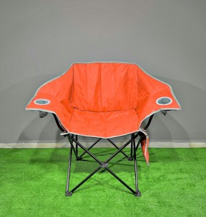 Turuncu  Bardaklıklı Geniş Kamp Sandalyesi | Katlanabilir Outdoor Koltuk