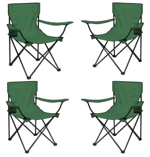 4’lü Yeşil Katlanır Kamp Sandalyesi – Dayanıklı Metal Gövde