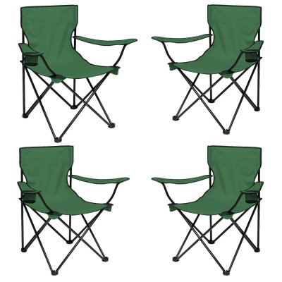 4’lü Yeşil Katlanır Kamp Sandalyesi – Dayanıklı Metal Gövde