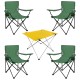 4’lü Yeşil Kamp Sandalyesi ve Sarı Katlanabilir Masa Seti