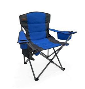 Mavi Katlanabilir Kamp Sandalyesi | Geniş Oturumlu & Bardaklıklı Model