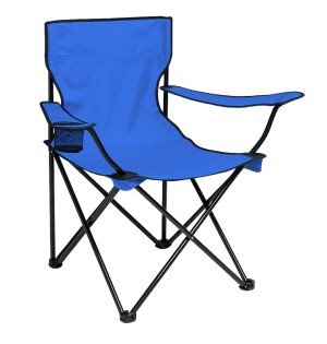Mavi Katlanabilir Kamp Sandalyesi | Dayanıklı Çelik Gövde ve Bardaklıklı Model