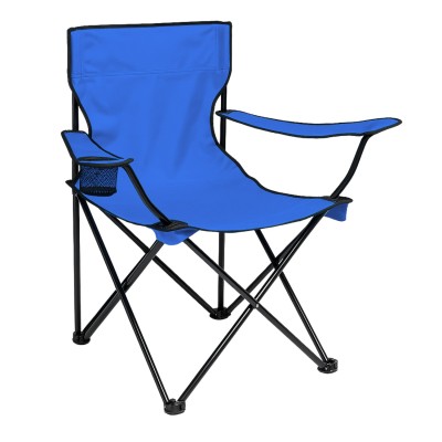 Mavi Katlanabilir Kamp Sandalyesi | Dayanıklı Çelik Gövde ve Bardaklıklı Model