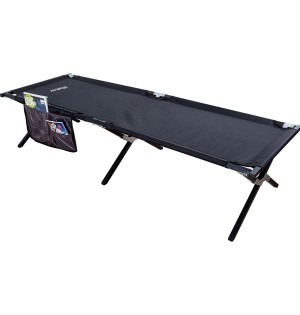 Siyah Katlanabilir Alüminyum Gövdeli Kamp Yatağı | Hafif ve Taşınabilir Kampet