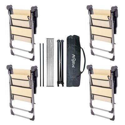 Buğday Rengi Katlanabilir Kamp Sandalyesi ve Taşıma Çantalı Portatif Kamp Masası – 4’lü Sandalye + 1 Masa Seti