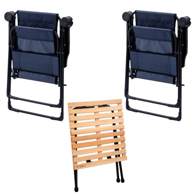 Lacivert Kamp Sandalyesi + Katlanabilir Masa + Argeus Çantalı Outdoor Set
