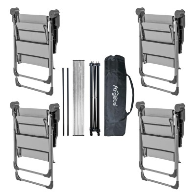 Katlanabilir Kamp Sandalyesi & Portatif Kamp Masası Seti – 4 Sandalye + 1 Masa (Kül Gri Renk)