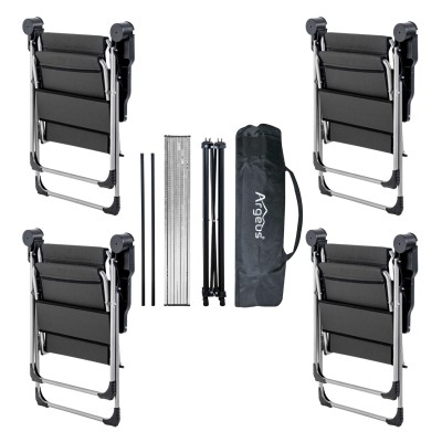 Antrasit Renk Taşıma Çantalı 4’lü Kamp Sandalyesi ve Alüminyum Kamp Masası Seti