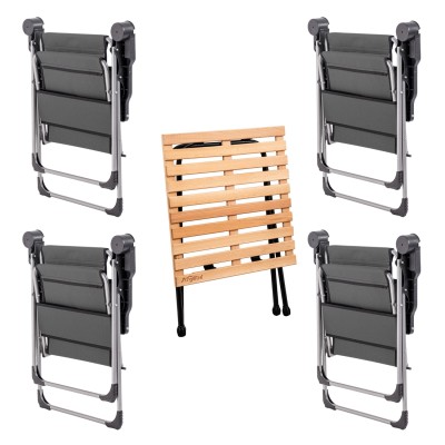 4’lü Kamp Sandalyesi ve Katlanır Masa Outdoor Seti | Taşınabilir Kamp Takımı (Antrasit)