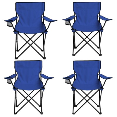 4’lü Lacivert Katlanabilir Kamp Sandalyesi Seti – Taşınabilir ve Dayanıklı