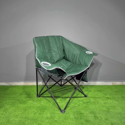 Yeşil Bardaklıklı Geniş Kamp Sandalyesi | Katlanabilir Outdoor Koltuk