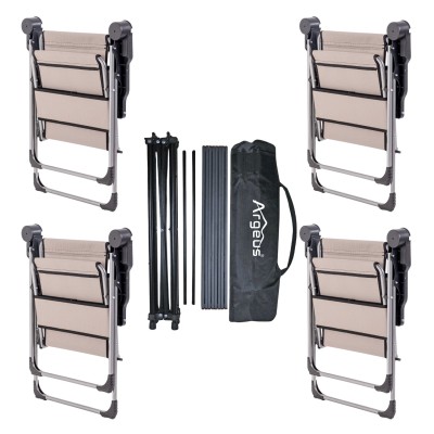 Kestane Renk 4’lü Kamp Sandalyesi ve Dayanıklı Katlanır Masa Seti