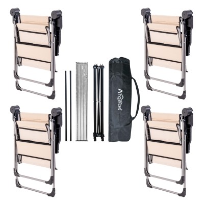 Kapadokya Renk Katlanabilir Kamp Sandalyesi ve Portatif Kamp Masası – 4 Sandalye + 1 Masa Seti (Taşıma Çantalı)