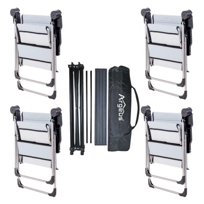 Turkuaz Rengi Taşıma Çantalı 4’lü Kamp Sandalyesi ve Alüminyum Masa Seti