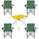 4’lü Yeşil Kamp Sandalyesi ve Sarı Katlanabilir Masa Seti