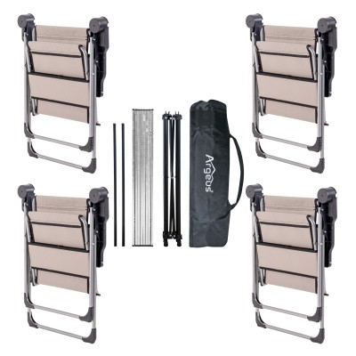 Katlanabilir Kamp Sandalyesi & Portatif Kamp Masası Seti – 4 Sandalye + 1 Masa (Kestane Rengi)