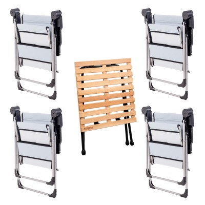 4’lü Kamp Sandalyesi + Katlanır Masa Seti Turkuaz | Kamp Ekipmanları