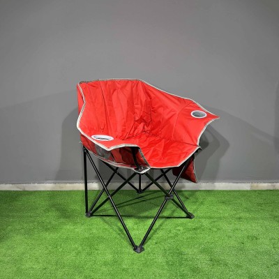 Kırmızı Bardaklıklı Geniş Kamp Sandalyesi | Katlanabilir Outdoor Koltuk