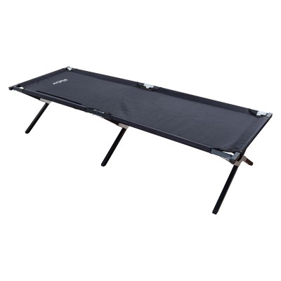 Siyah Katlanabilir Alüminyum Gövdeli Kamp Yatağı | Hafif ve Taşınabilir Kampet